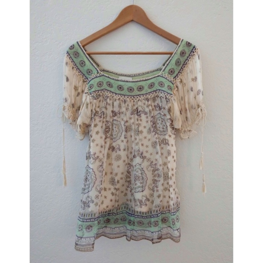 ECI new york bohemian silk blouse S